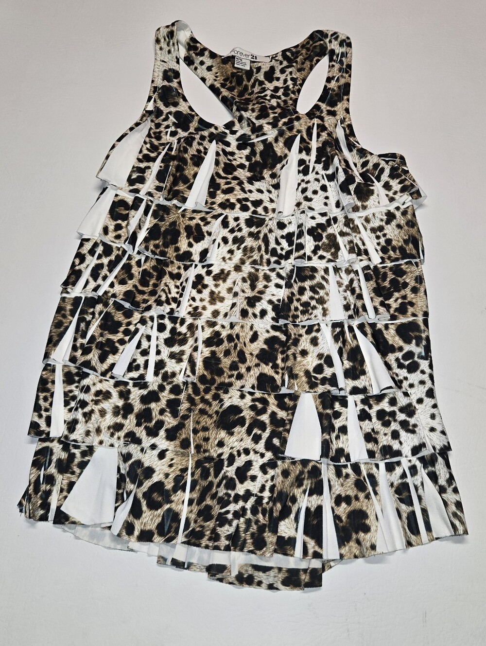 Forever 21 Leopard Ruffle Tank Top - Brown & Black Y2k